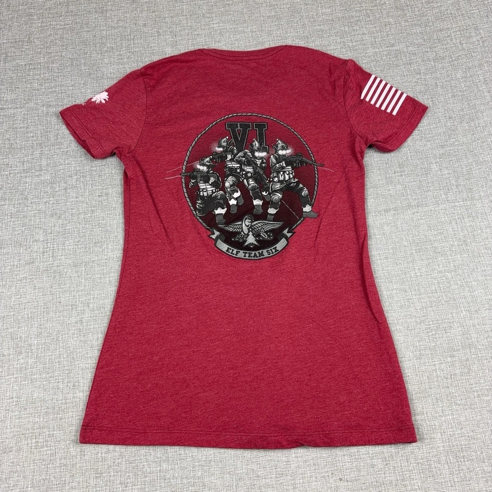 Grunt Style T-Shirt Womens M Red Crew Neck Short Sleeve Elf Team Six Graphic Top - Picture 6 of 7
